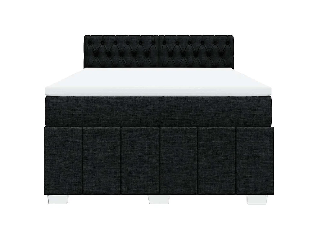 Sommier à lattes de lit avec matelas Noir 140x190 cm Tissu
