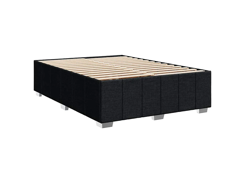Sommier à lattes de lit avec matelas Noir 140x190 cm Tissu