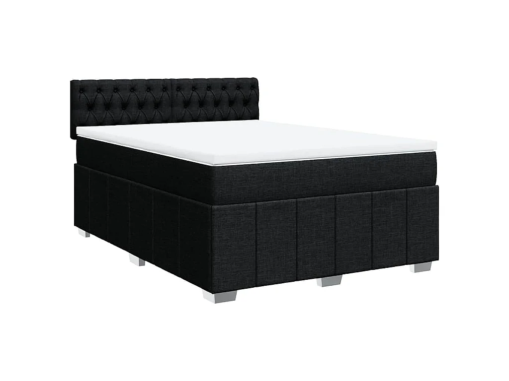 Boxspringbett mit Matratze Schwarz 140x190 cm Stoff