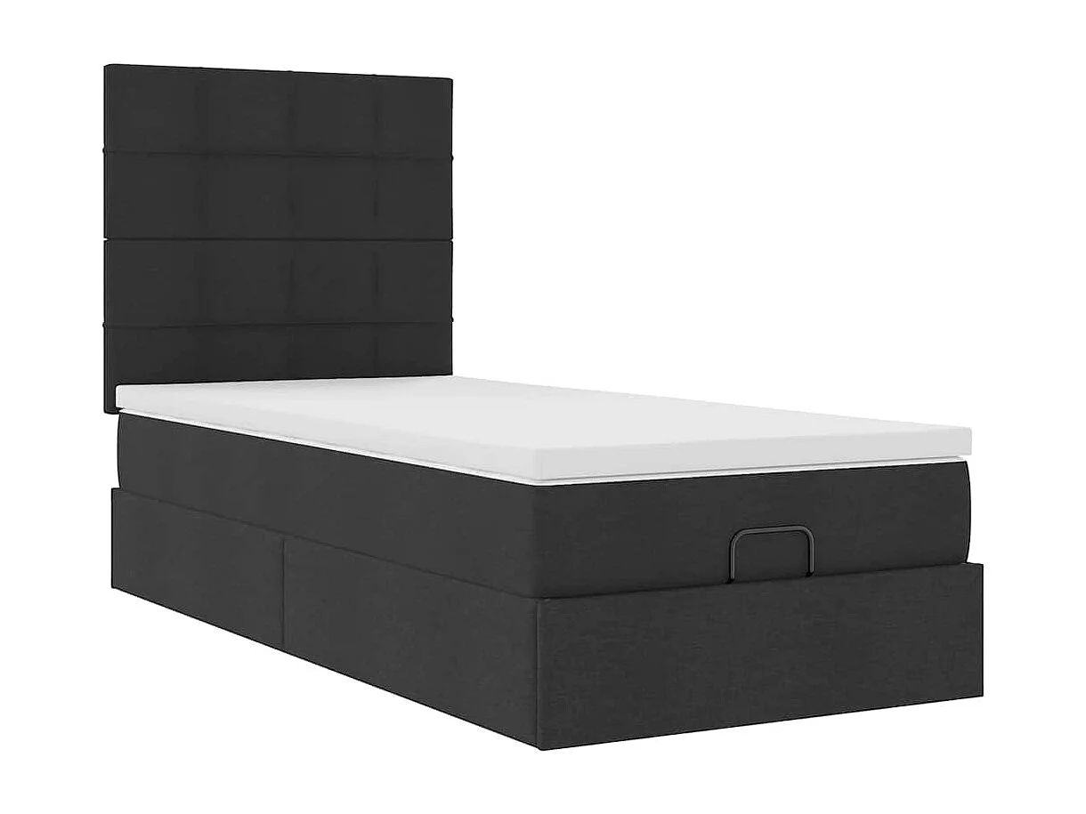 Cama otomana com colchão 90x200 cm tecido preto