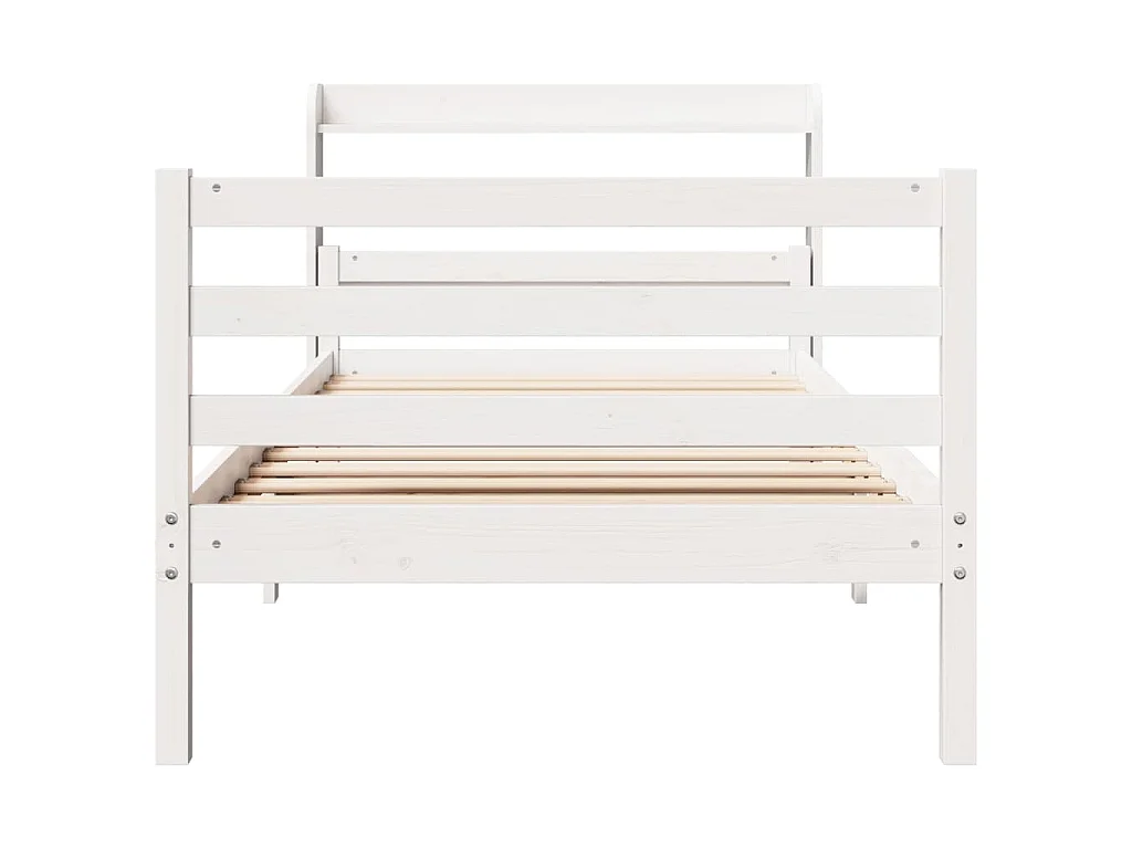 Cadre de lit avec tête de lit sans matelas blanc 100x200 cm