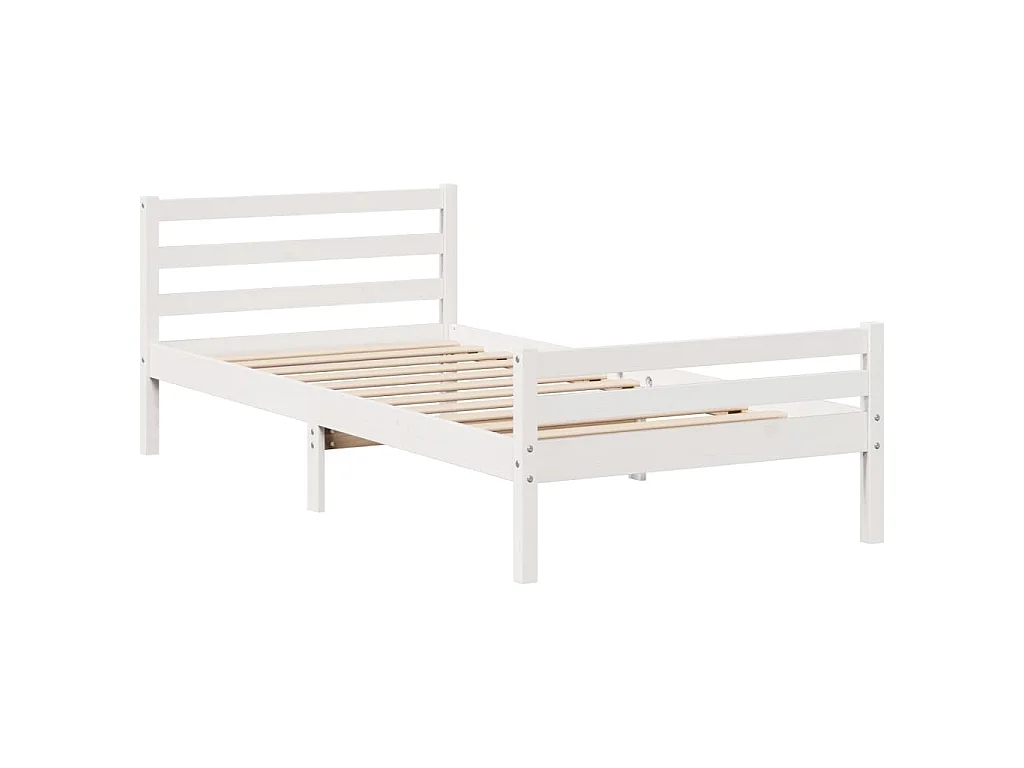 Cadre de lit avec tête de lit sans matelas blanc 100x200 cm