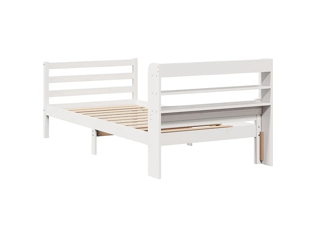 Cadre de lit avec tête de lit sans matelas blanc 100x200 cm