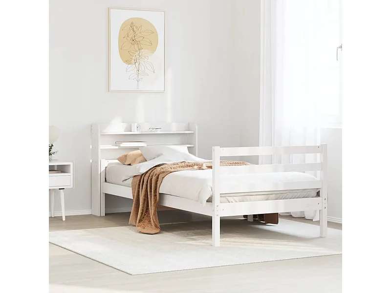 Cadre de lit avec tête de lit sans matelas blanc 100x200 cm