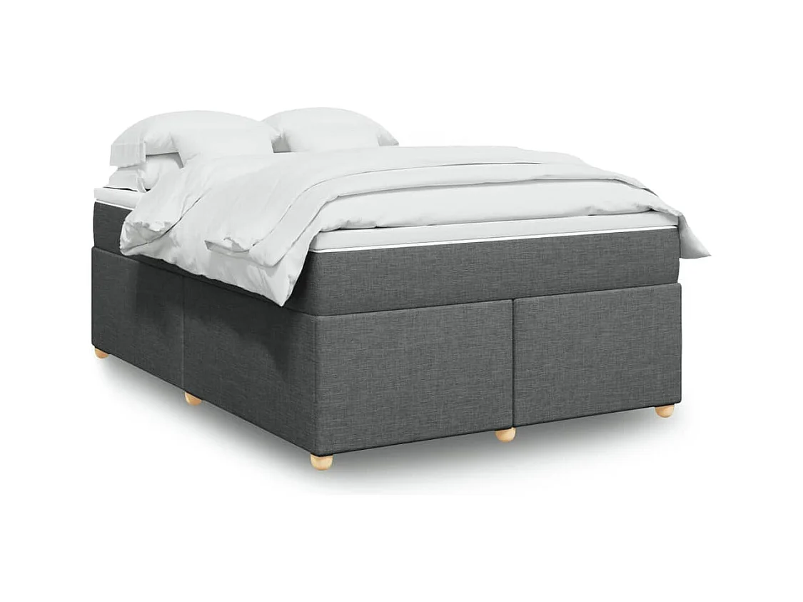 Sommier à lattes de lit avec matelas Gris foncé 140x190cm Tissu