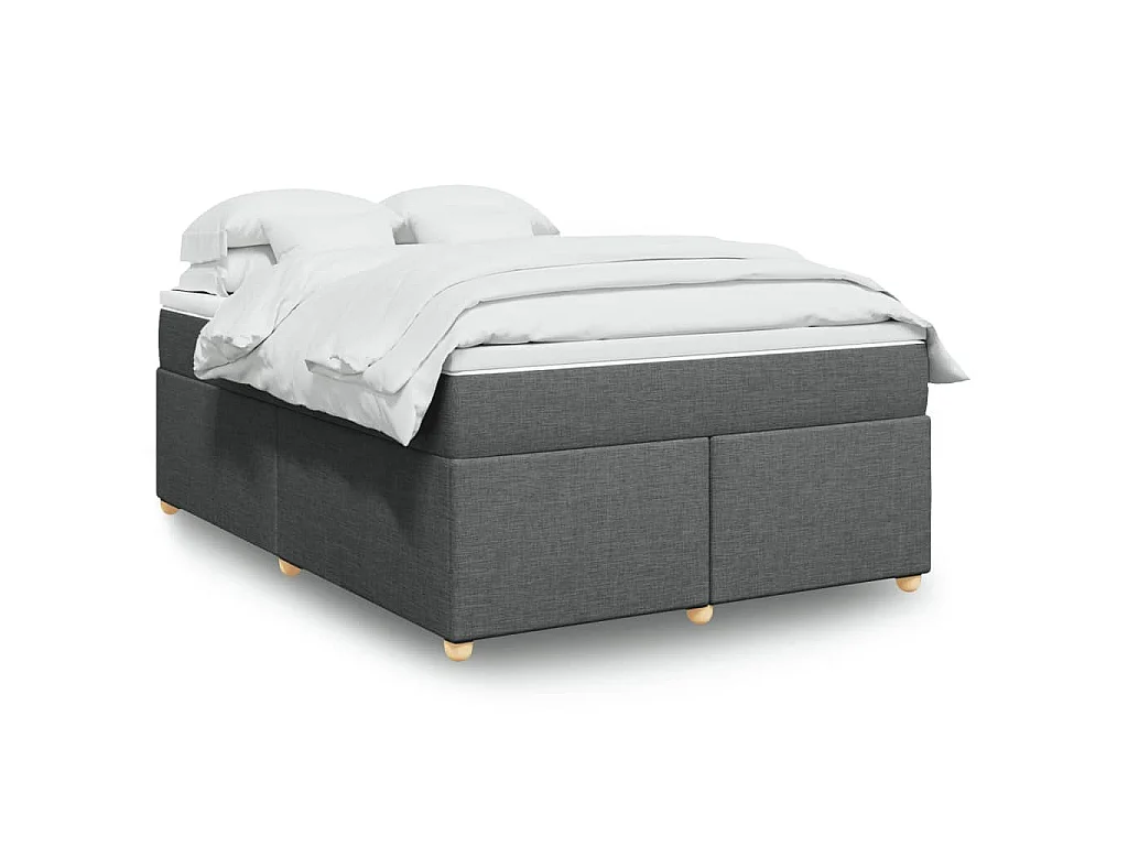 Sommier à lattes de lit avec matelas Gris foncé 140x190cm Tissu