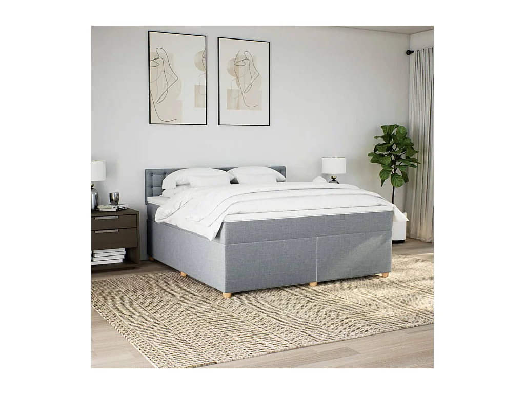 Boxspring met matras stof lichtgrijs 180x200 cm