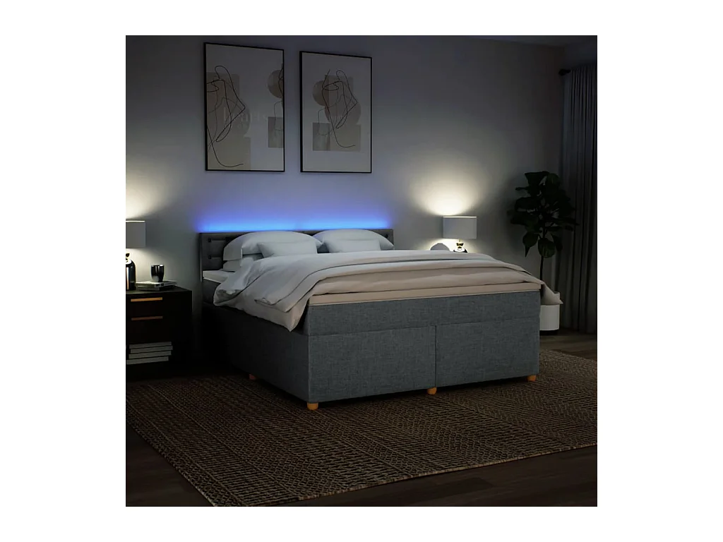 Boxspring met matras stof lichtgrijs 180x200 cm