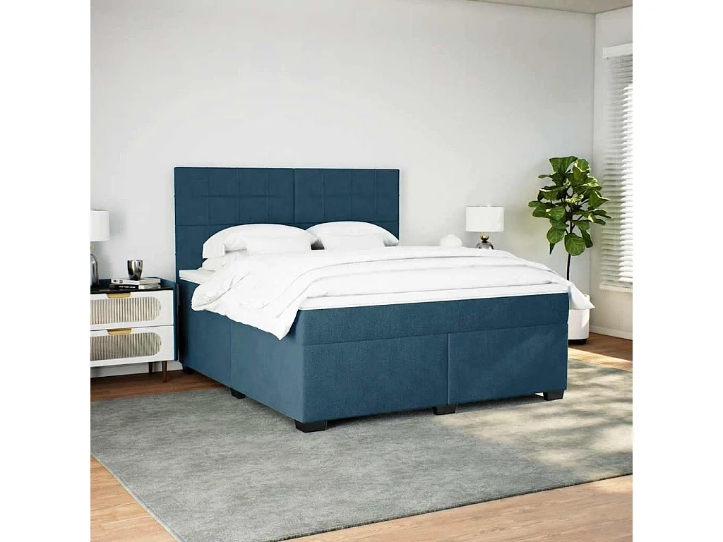 Giroletto a Molle con Materasso Blu 180x200 cm in Velluto