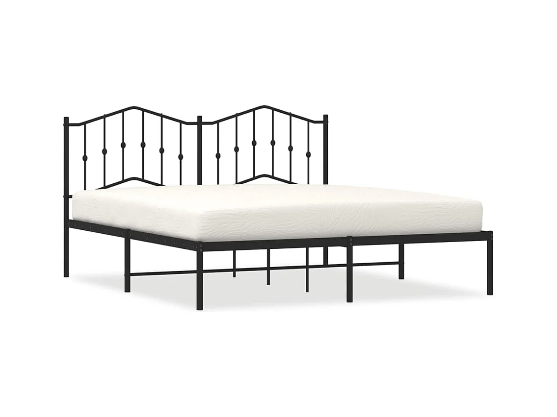 Bettgestell mit Kopfteil Metall Schwarz 180x200 cm