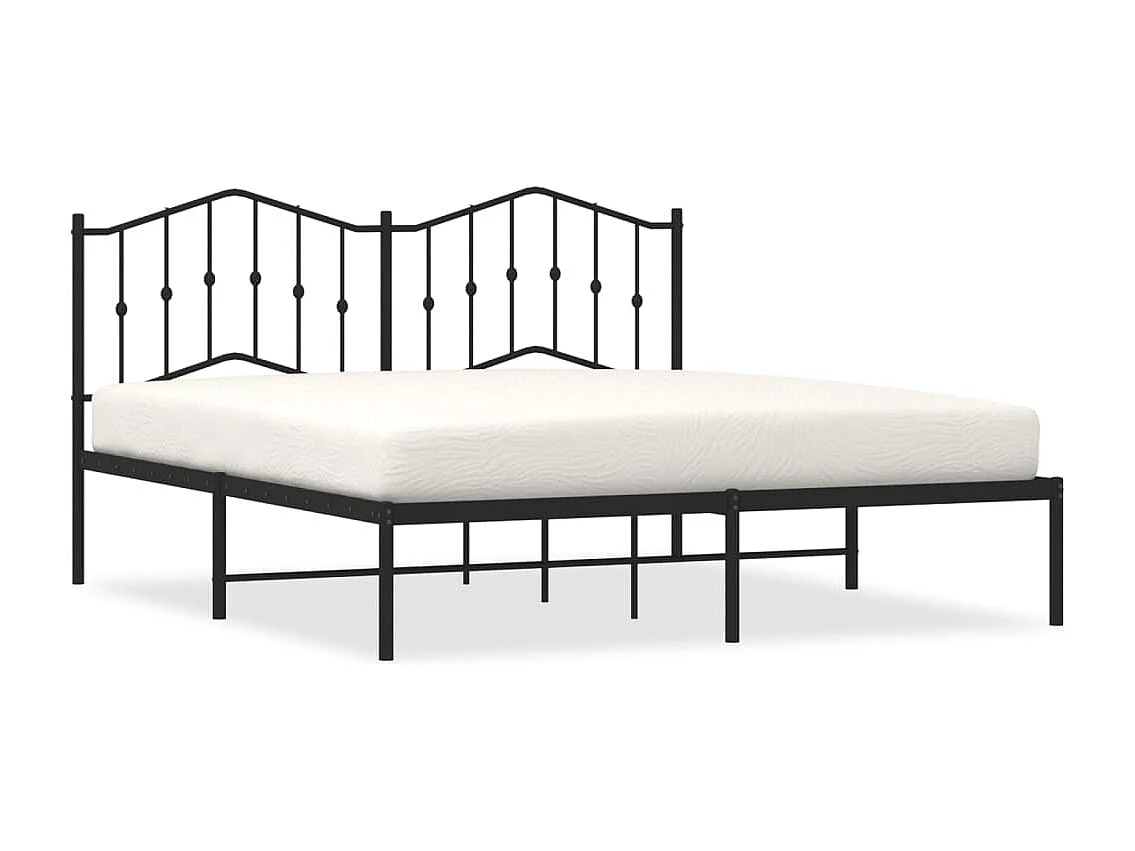 Bedframe met hoofdbord metaal zwart 180x200 cm