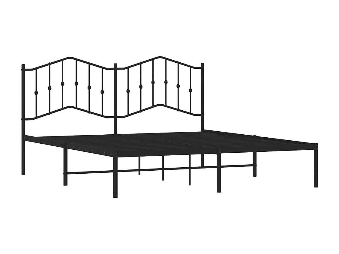 Bedframe met hoofdbord metaal zwart 180x200 cm