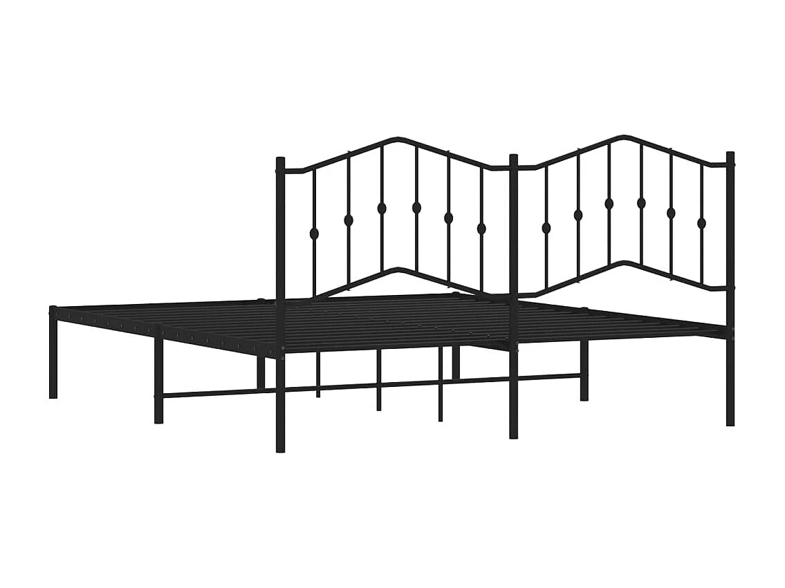 Bedframe met hoofdbord metaal zwart 180x200 cm