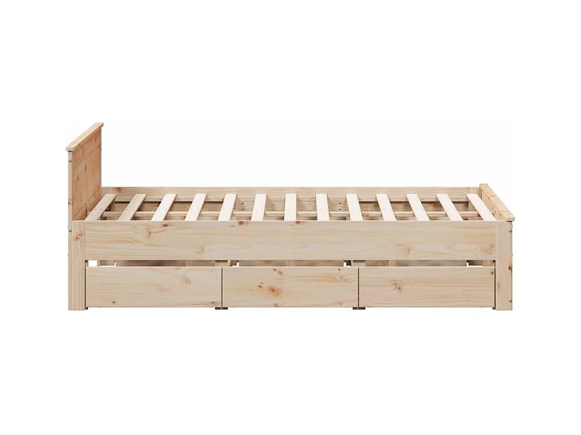 Cadre de lit sans matelas avec tête de lit 140x190cm pin massif