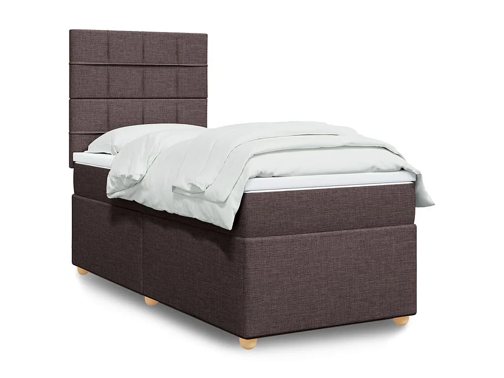 Cama com molas/colchão 90x200 cm tecido castanho-escuro