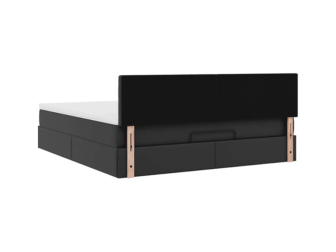 Lit ottoman avec matelas & LED Noir 160x200cm similicuir