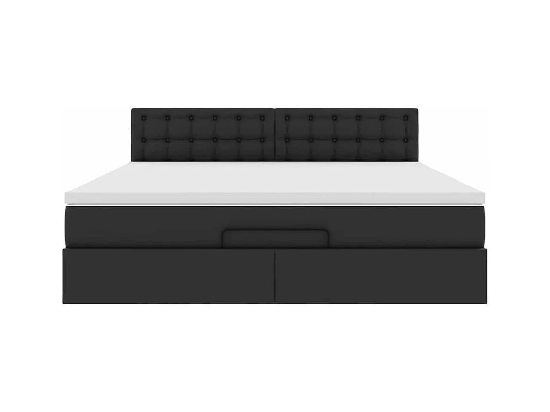 Lit ottoman avec matelas & LED Noir 160x200cm similicuir