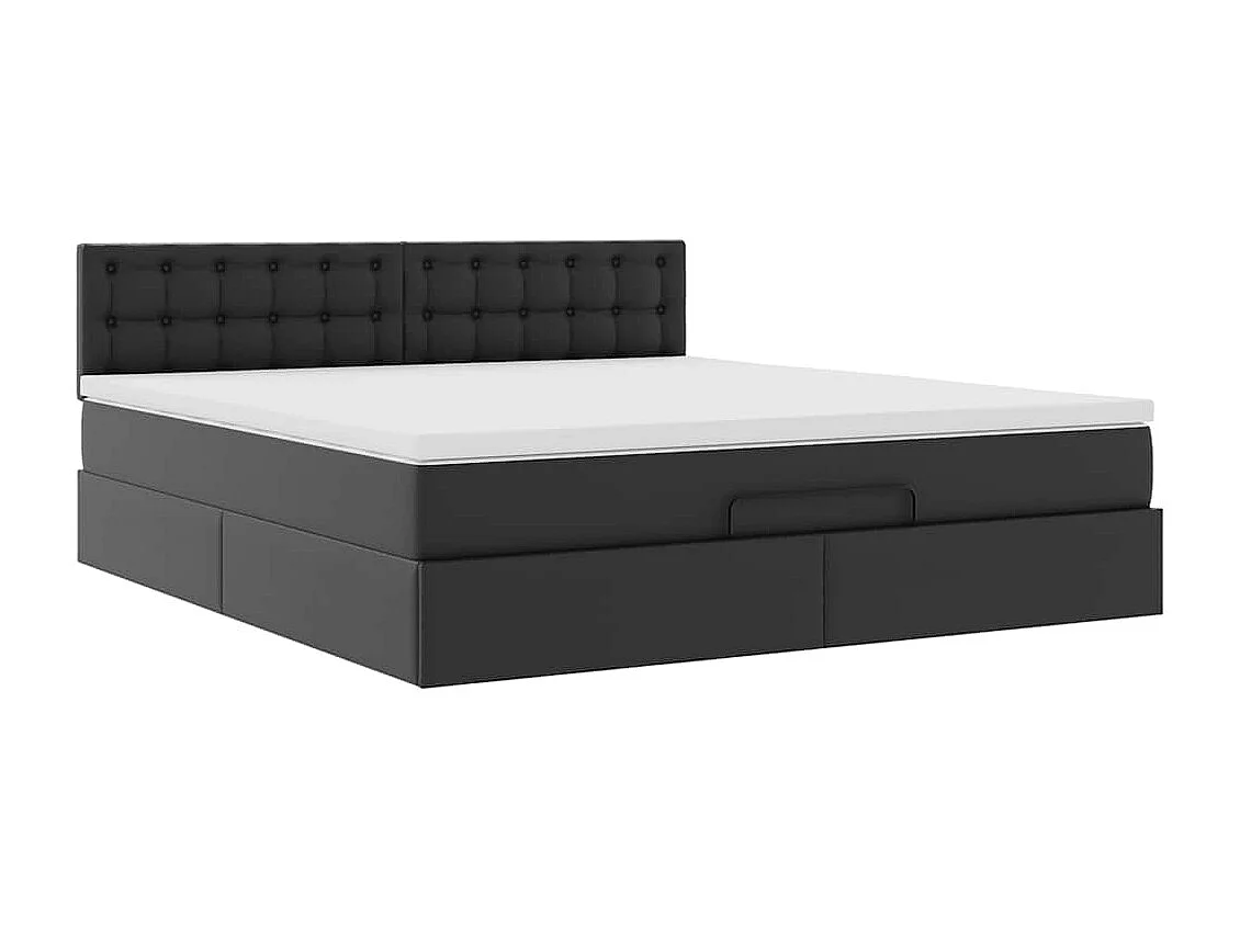 Lit ottoman avec matelas & LED Noir 160x200cm similicuir