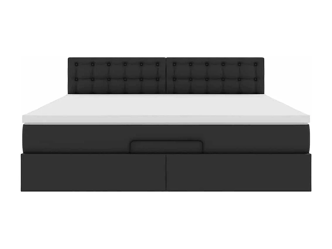Lit ottoman avec matelas & LED Noir 160x200cm similicuir