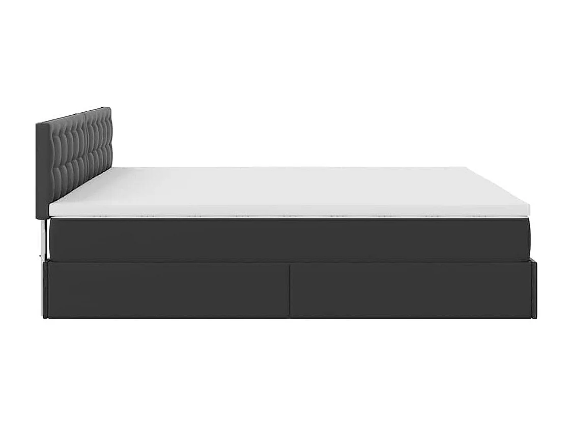Lit ottoman avec matelas & LED Noir 160x200cm similicuir