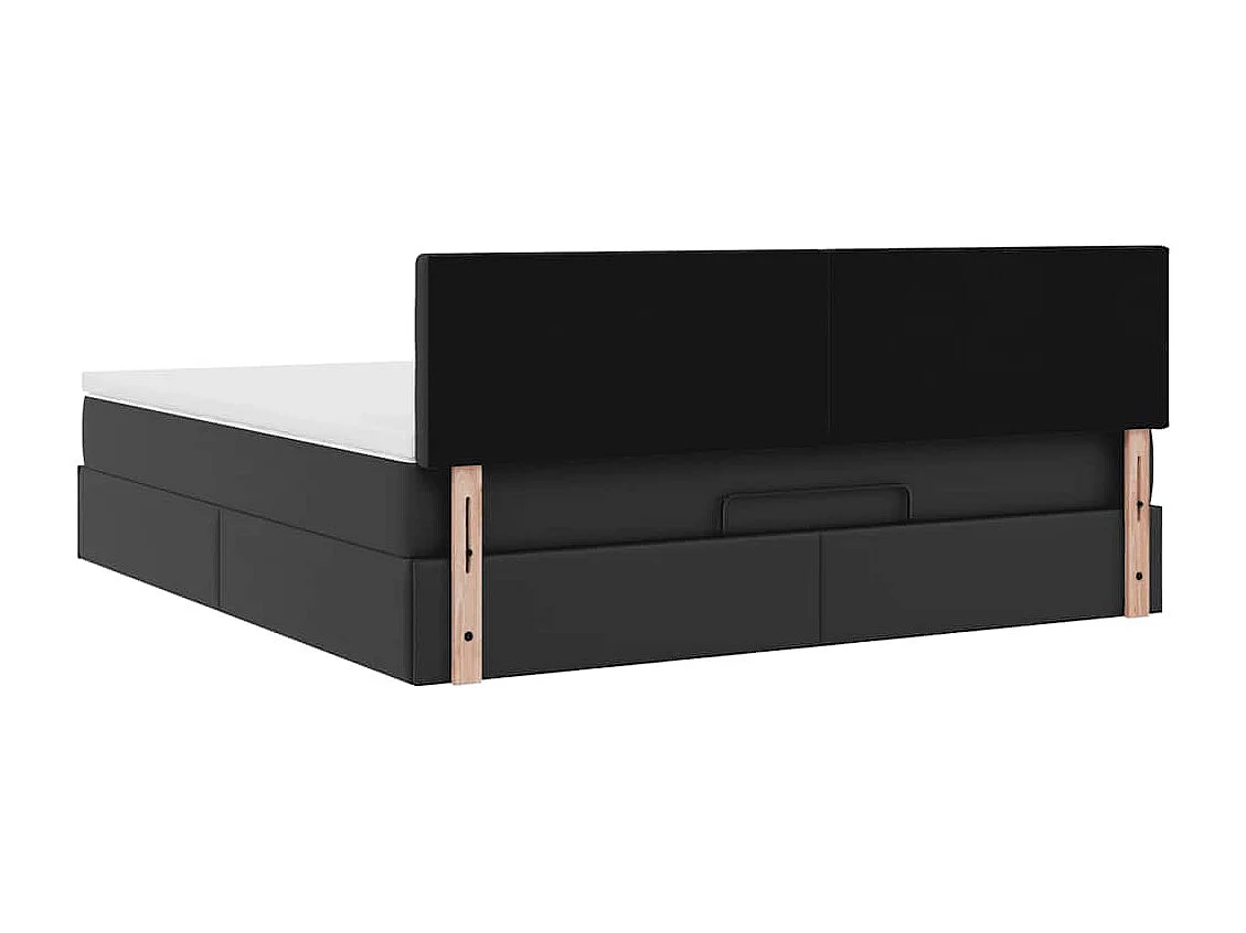 Lit ottoman avec matelas & LED Noir 160x200cm similicuir