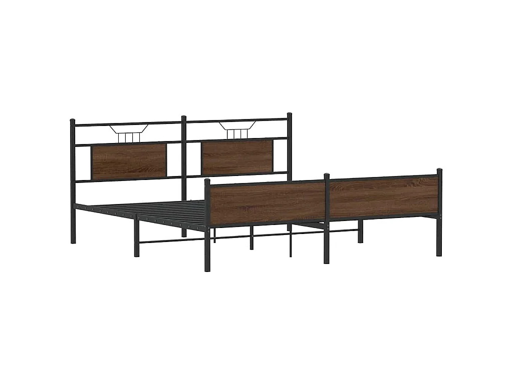 Estrutura cama sem colchão 160x200 cm metal carvalho castanho