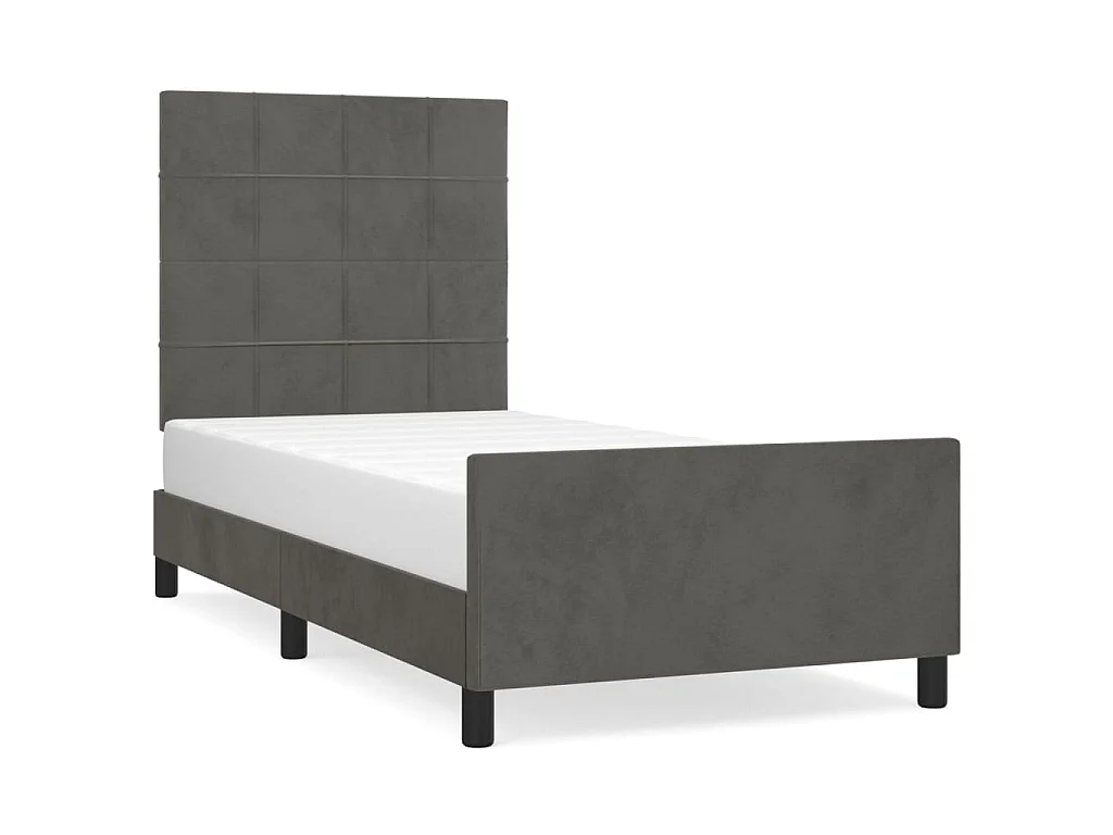 Cadre de lit sans matelas gris foncé 90x190 cm velours