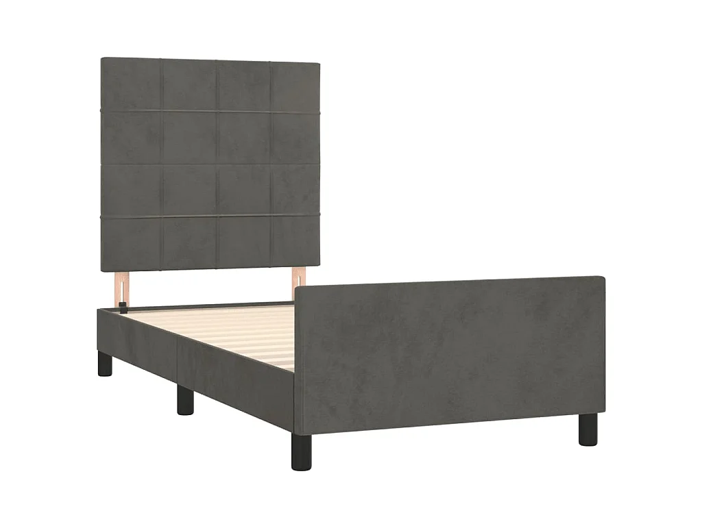 Cadre de lit sans matelas gris foncé 90x190 cm velours