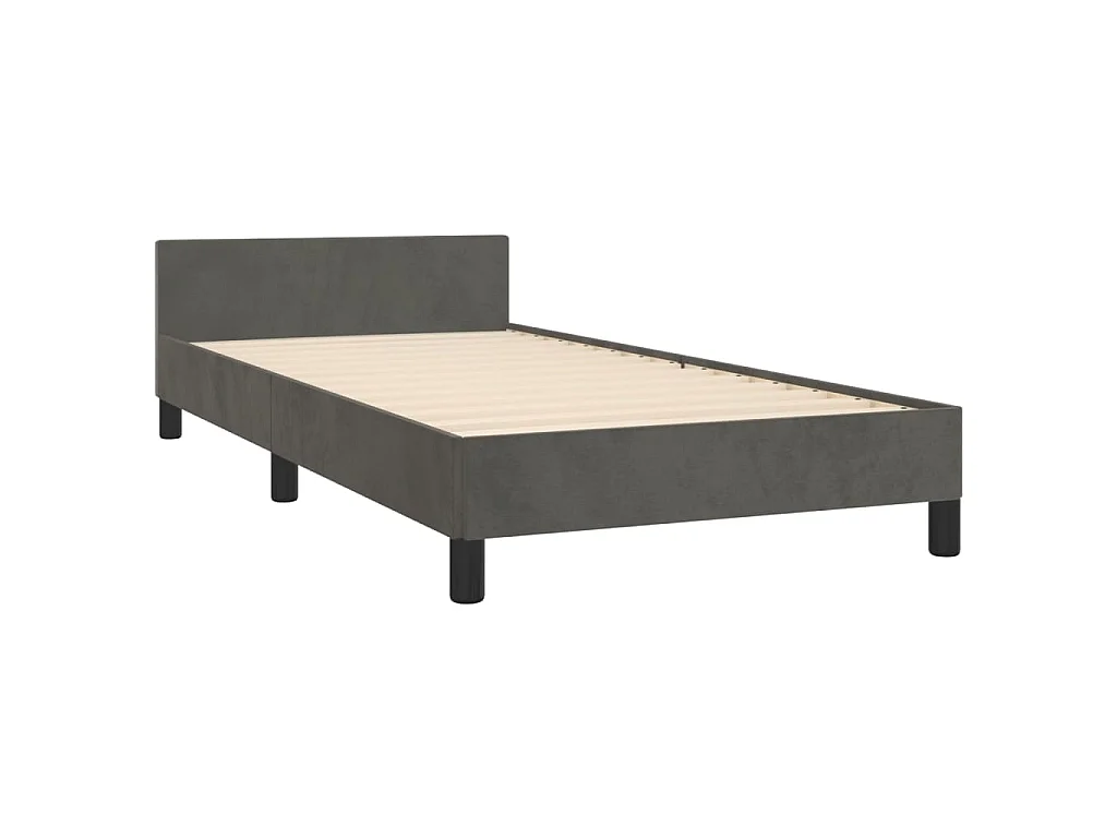 Cadre de lit sans matelas gris foncé 90x190 cm velours