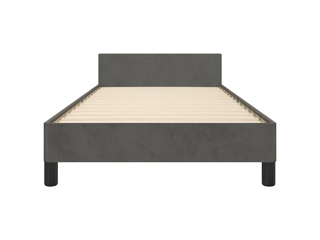 Cadre de lit sans matelas gris foncé 90x190 cm velours