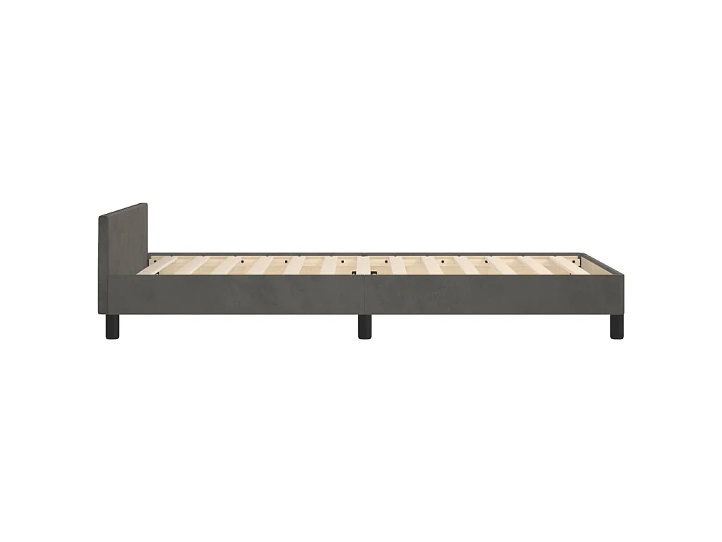 Cadre de lit sans matelas gris foncé 90x190 cm velours