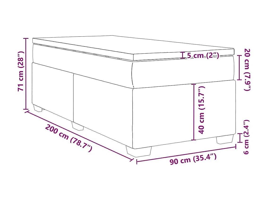 Sommier à lattes de lit avec matelas Rose 90x200 cm Velours