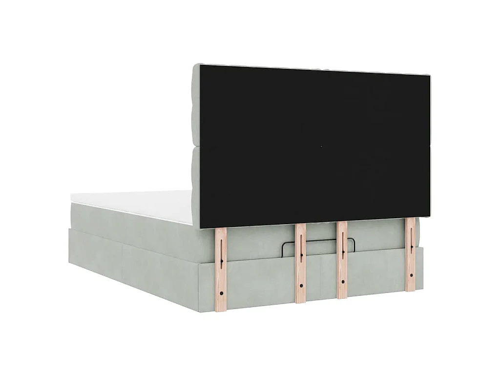 Ottoman-Bett mit Matratzen & LEDs Hellgrau 140x200 cm Samt