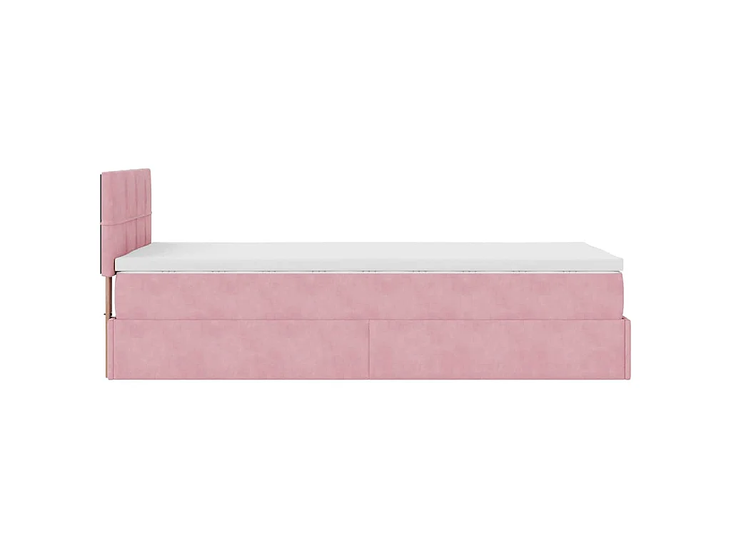 Struttura Letto Pouf con Materasso Rosa 100x200 cm Velluto