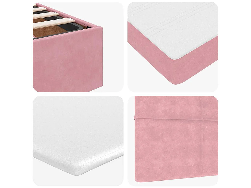 Cadre de lit ottoman avec matelas rose 100x200 cm velours