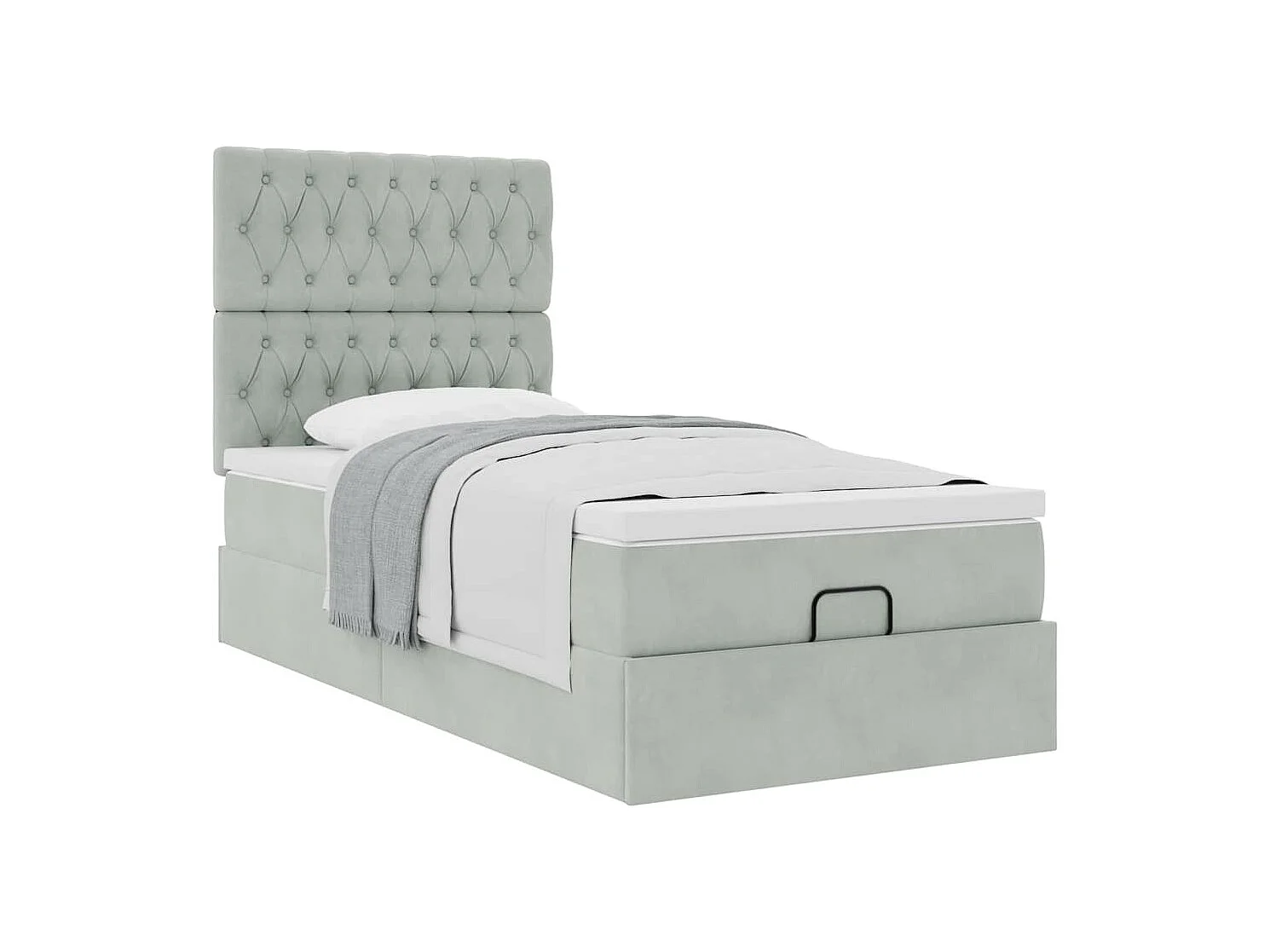 Ottoman bed met matrassen 100x200cm fluweel lichtgrijs