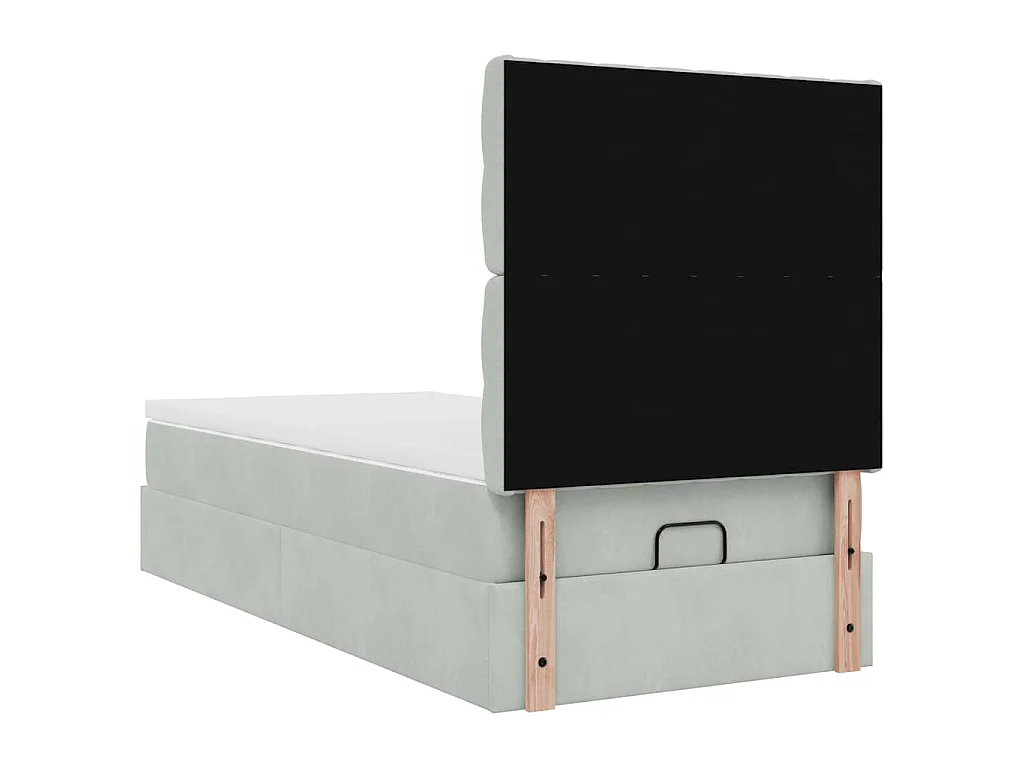 Ottoman bed met matrassen 100x200cm fluweel lichtgrijs
