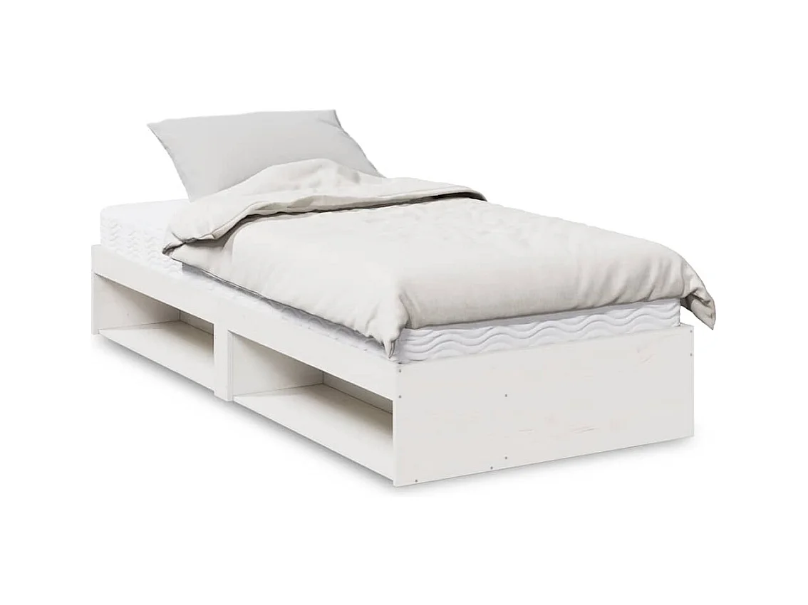 Lit de jour avec matelas blanc 90x200 cm bois de pin massif
