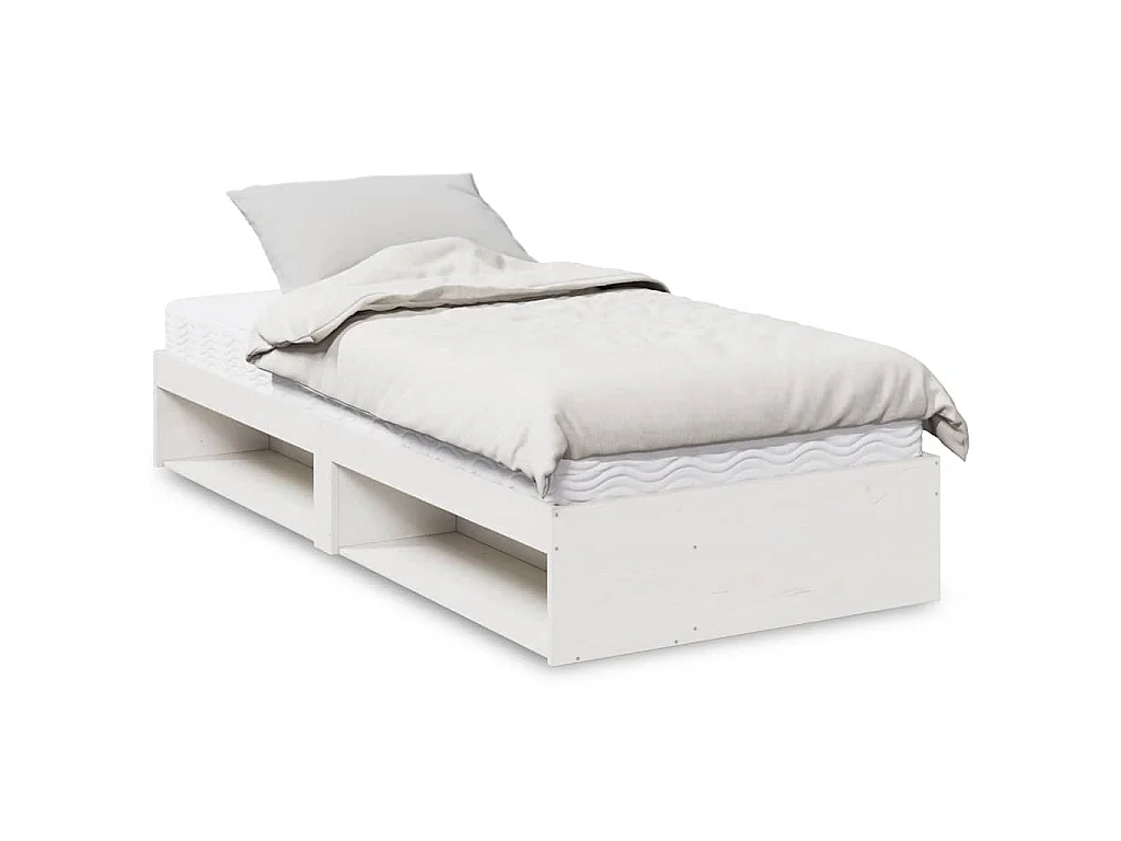 Dormeuse con Materasso Bianca 90x200 cm Legno Massello Pino