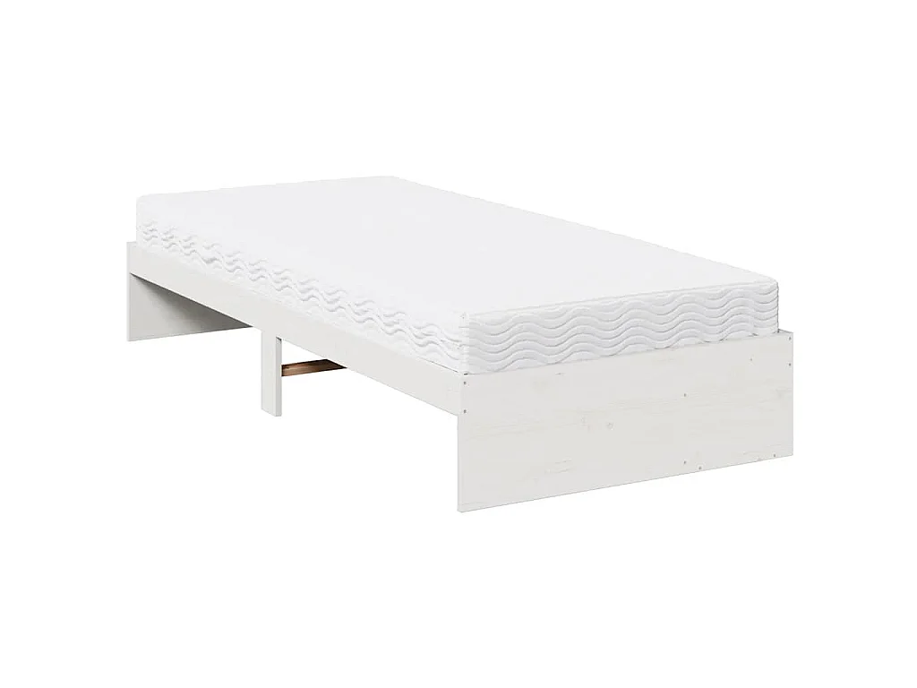 Lit de jour avec matelas blanc 90x200 cm bois de pin massif