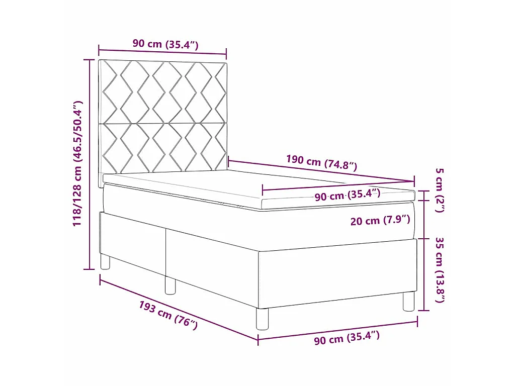 Boxspringbed met hoofdeinde Donkergroen 90 x 190 cm Fluweel