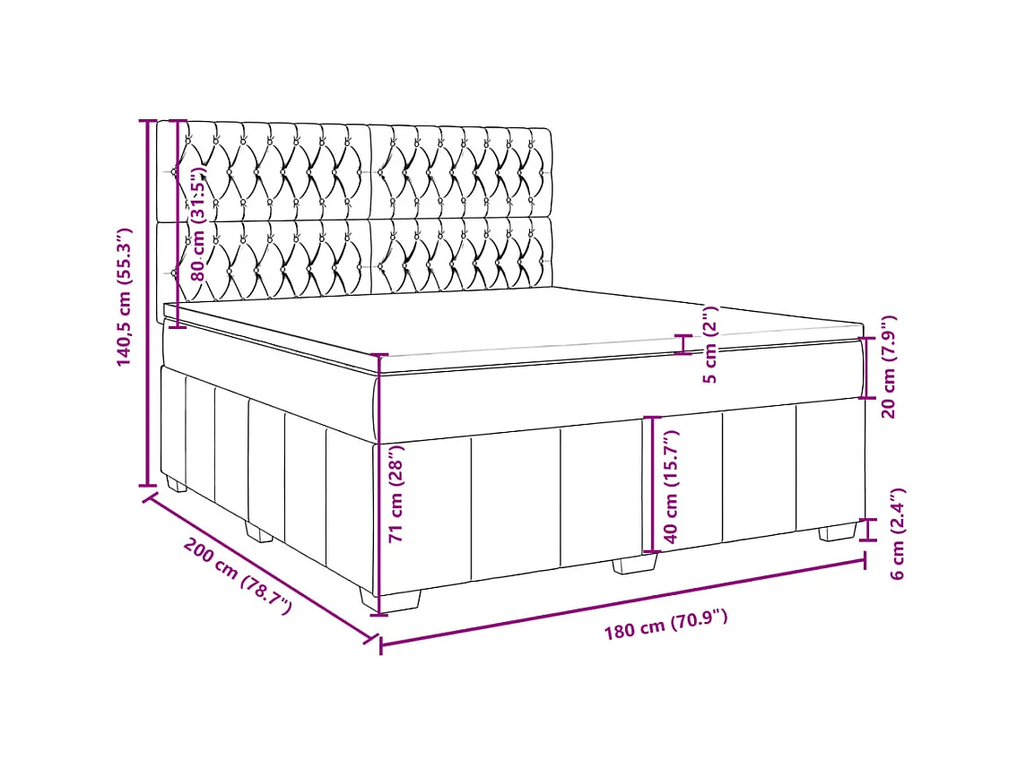 Boxspringbett mit Matratze Dunkelgrau 180x200 cm Stoff