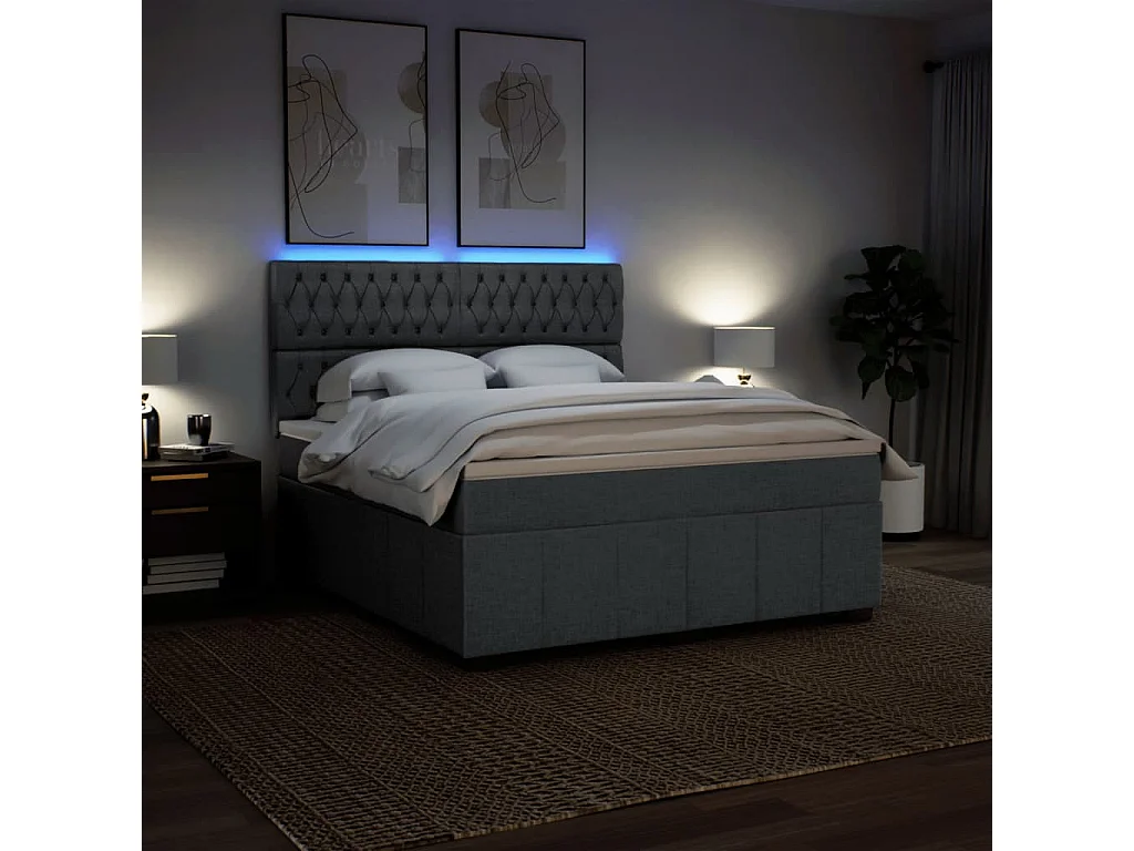 Boxspring met matras stof donkergrijs 180x200 cm