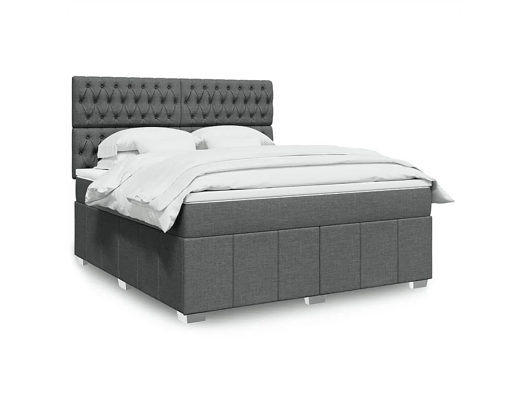 Boxspringbett mit Matratze Dunkelgrau 180x200 cm Stoff