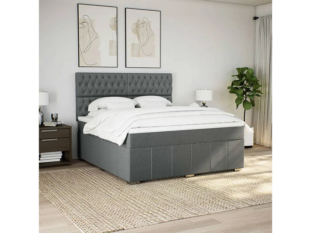 Boxspringbett mit Matratze Dunkelgrau 180x200 cm Stoff