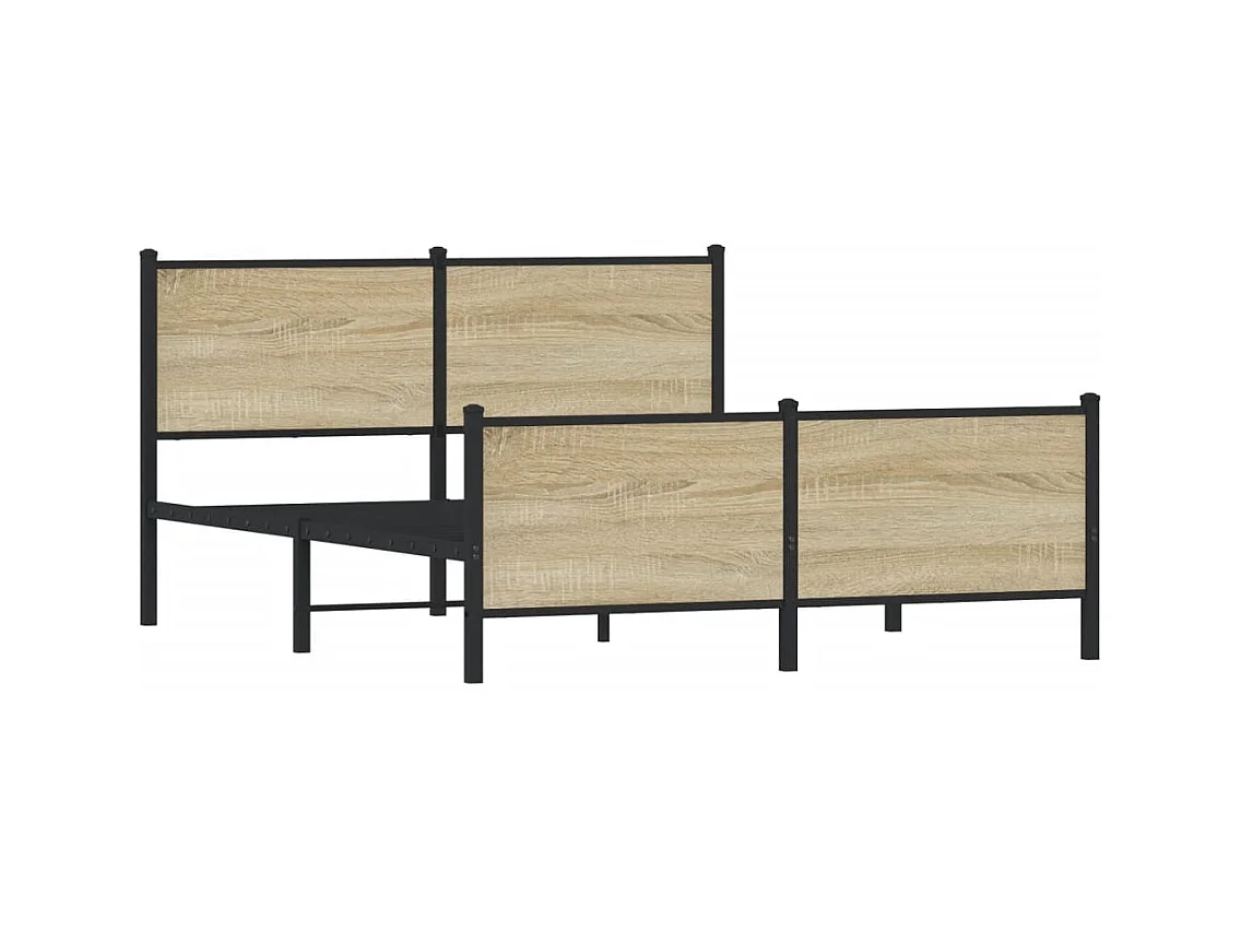 Cadre de lit en métal sans matelas chêne sonoma 160x200 cm