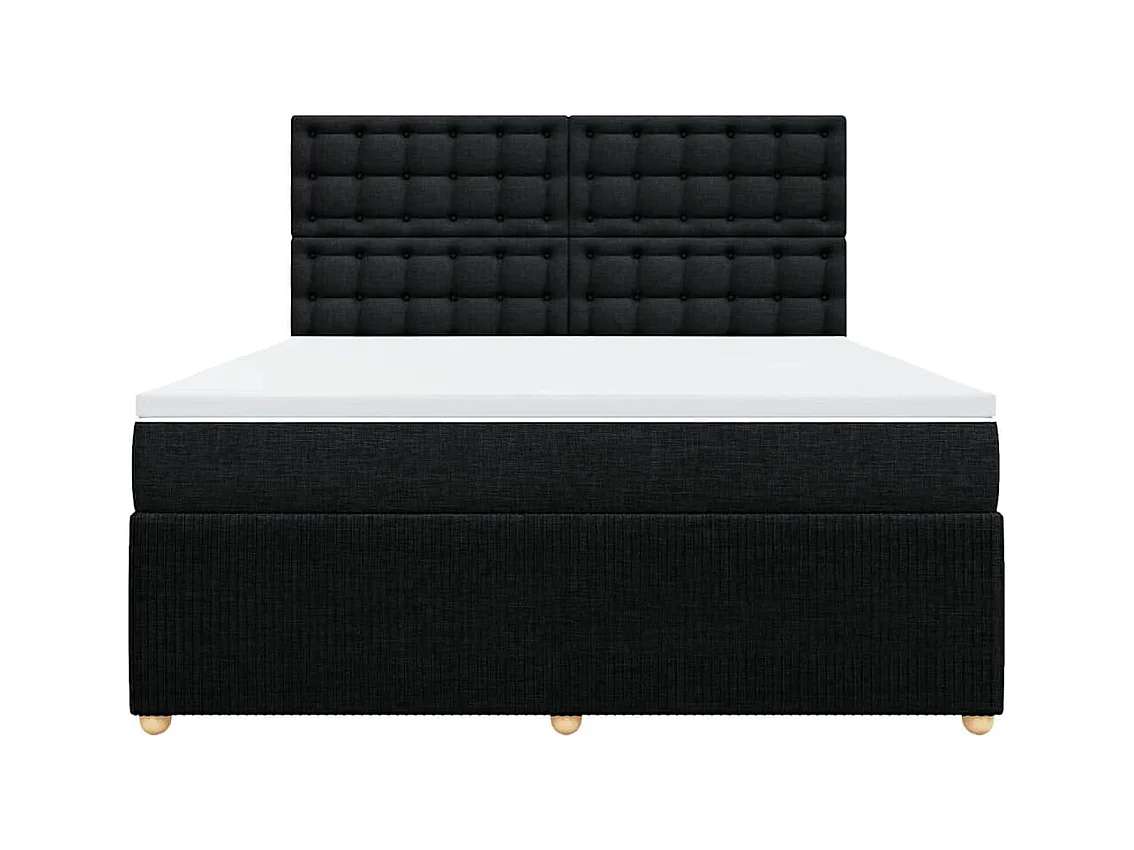 Giroletto a Molle con Materasso Nero 180x200 cm in Tessuto