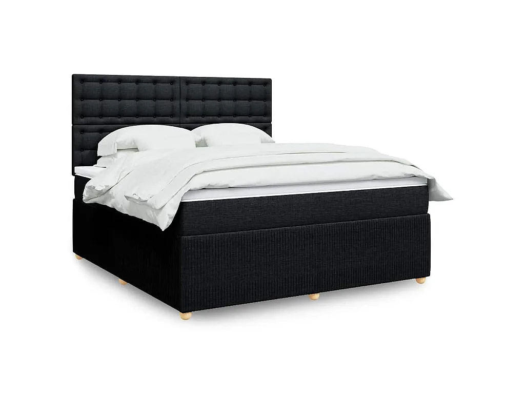 Giroletto a Molle con Materasso Nero 180x200 cm in Tessuto