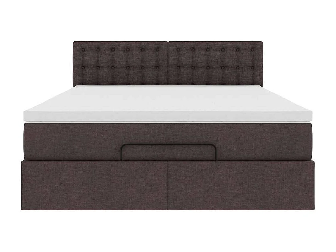 Cama otomana com colchão & LEDs 140x190 cm castanho escuro