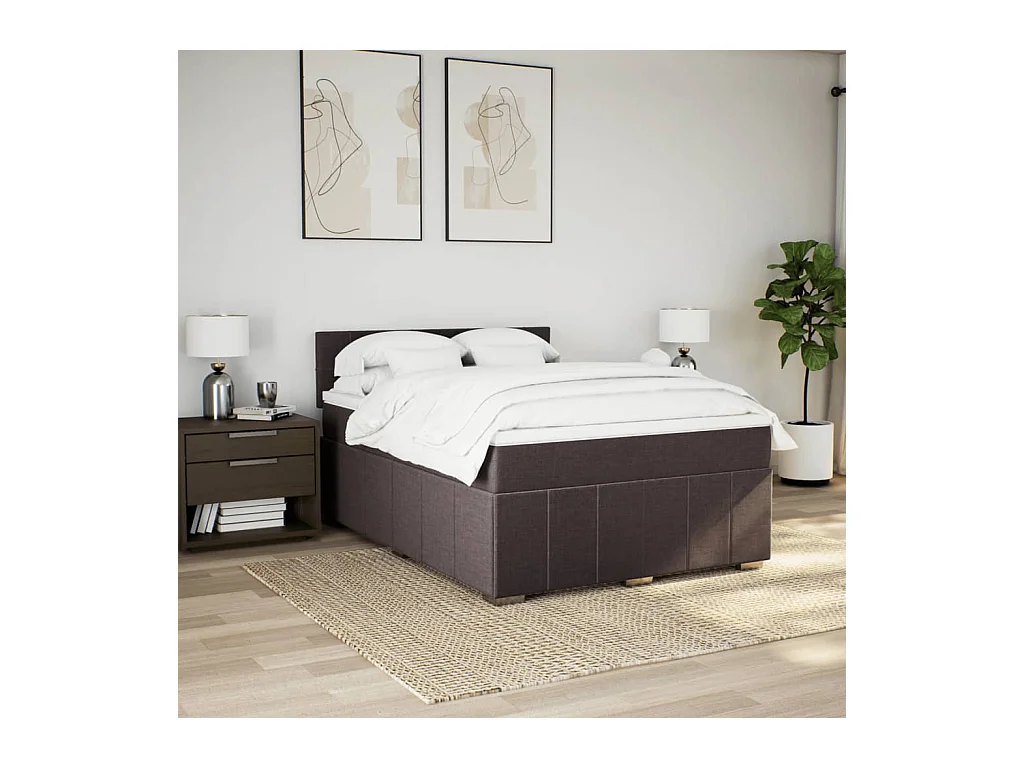 Sommier à lattes de lit avec matelas Marron foncé 160x200 cm